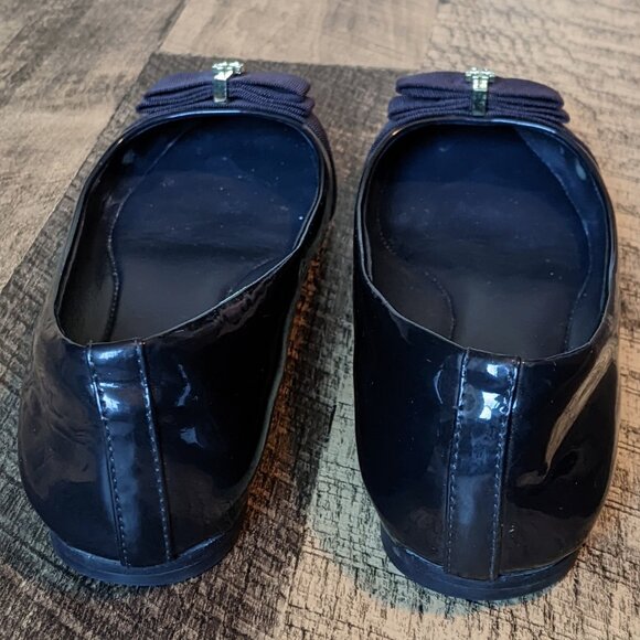 Tory Burch Trudy Flats Navy Blue Patent Leather Shoes - Picture 2 of 7